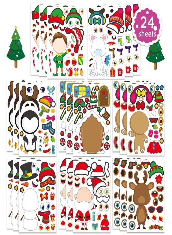 OTAITY 24 Sheets Christmas Stickers for Kids Make a Face Stickers Make Your Own Christmas Characters Mix and Match Stickers, Christmas Party Games Sticker for Christmas Party Favor Supplies School Rewards - Image 1